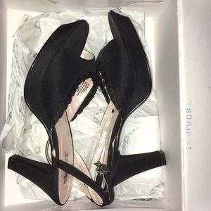 Black strapped heel